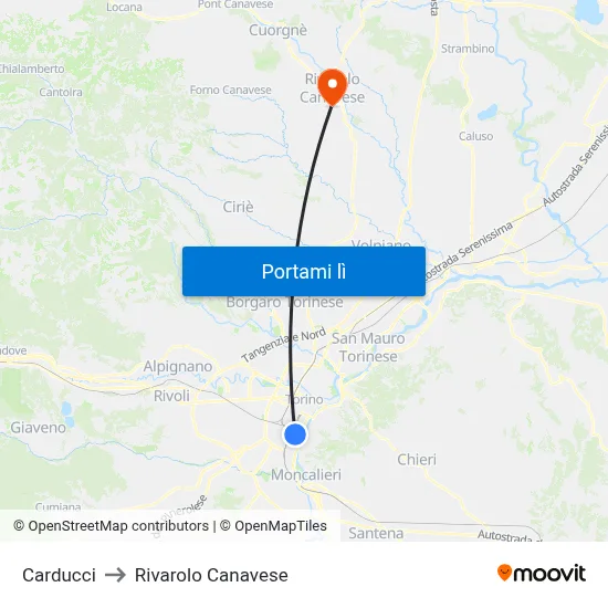 Carducci to Rivarolo Canavese map