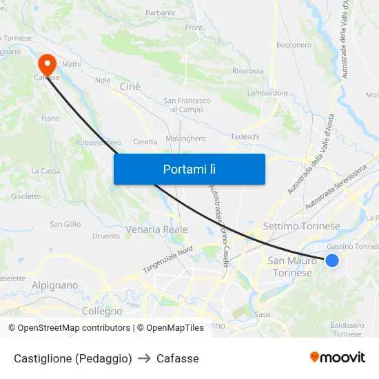 Castiglione (Pedaggio) to Cafasse map