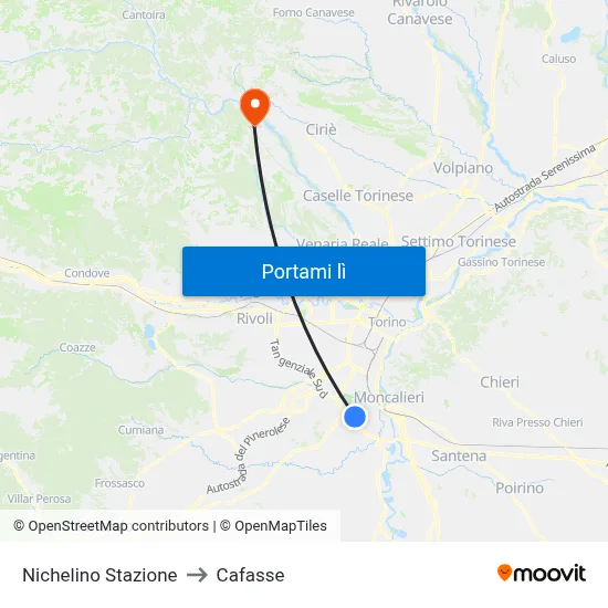 Nichelino Stazione to Cafasse map
