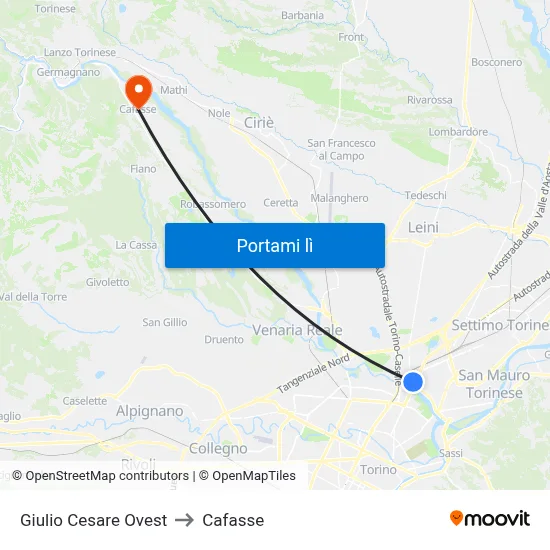 Giulio Cesare Ovest to Cafasse map