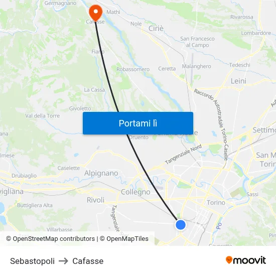 Sebastopoli to Cafasse map