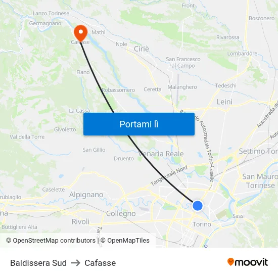 Baldissera Sud to Cafasse map