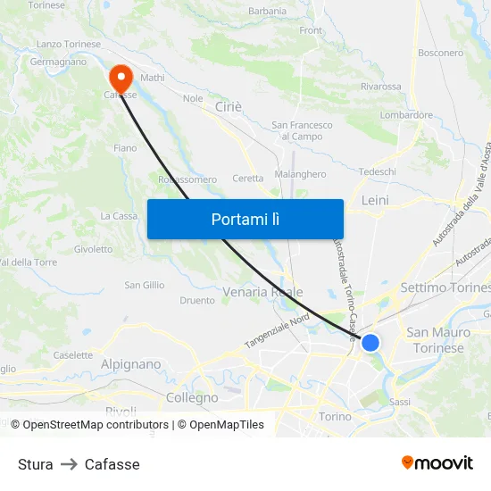 Stura to Cafasse map