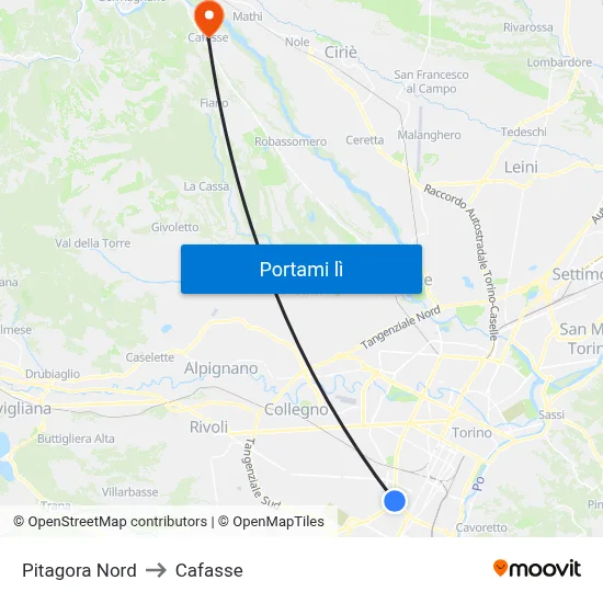 Pitagora Nord to Cafasse map