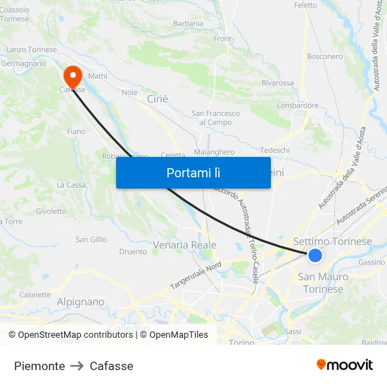 Piemonte to Cafasse map