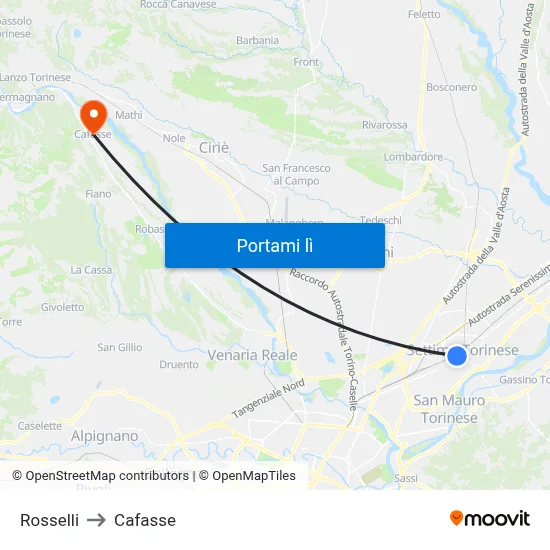 Rosselli to Cafasse map