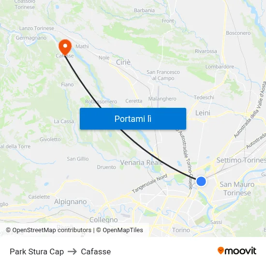 Park Stura Cap to Cafasse map