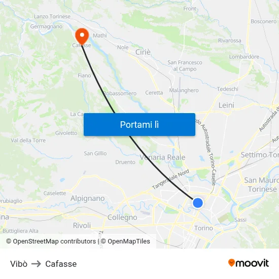Vibò to Cafasse map