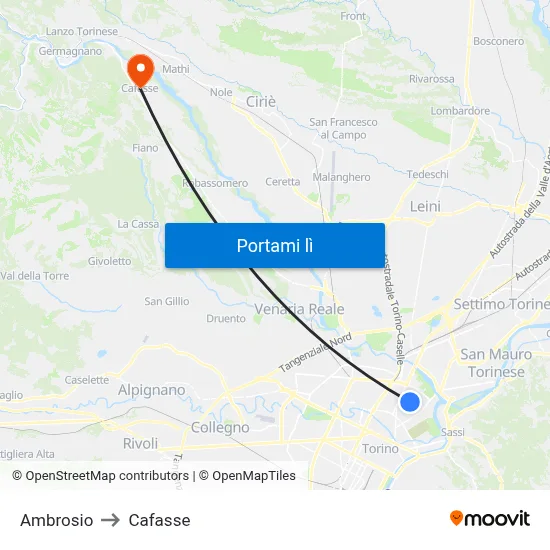 Ambrosio to Cafasse map