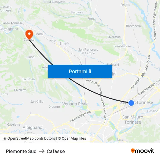 Piemonte Sud to Cafasse map