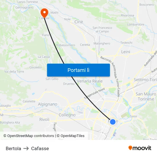 Bertola to Cafasse map