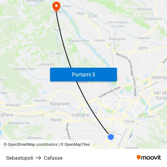 Sebastopoli to Cafasse map