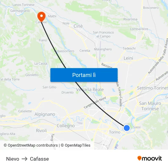 Nievo to Cafasse map