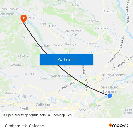 Cimitero to Cafasse map
