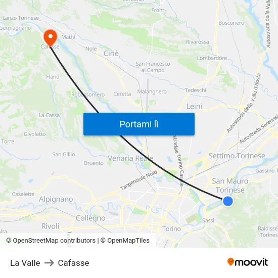 La Valle to Cafasse map