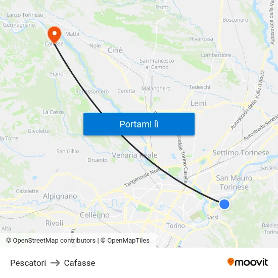 Pescatori to Cafasse map