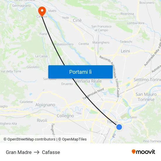 Gran Madre to Cafasse map