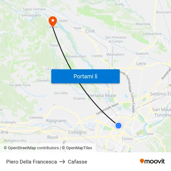 Piero Della Francesca to Cafasse map