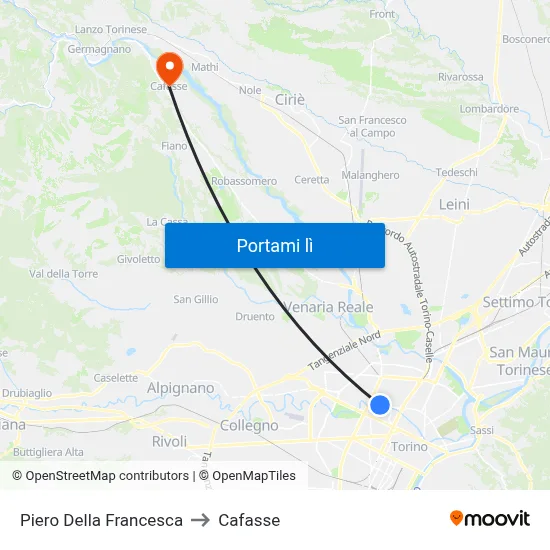 Piero Della Francesca to Cafasse map