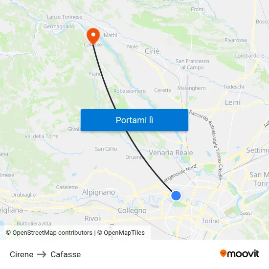 Cirene to Cafasse map