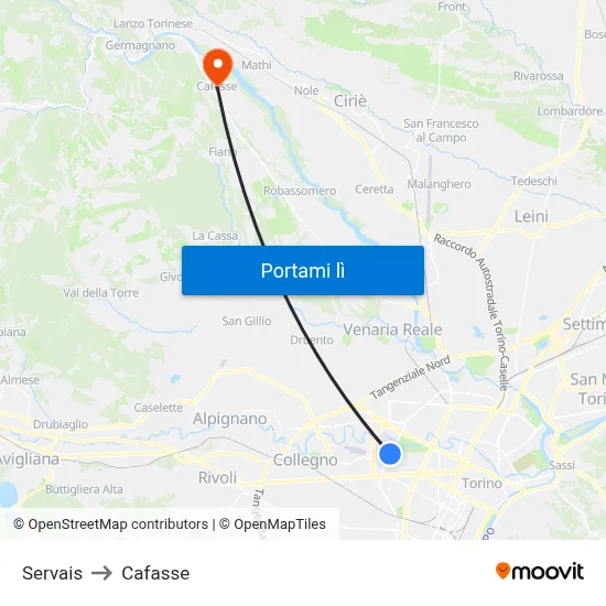 Servais to Cafasse map