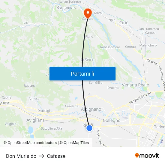 Don Murialdo to Cafasse map