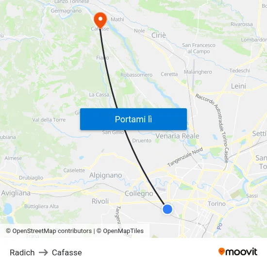Radich to Cafasse map