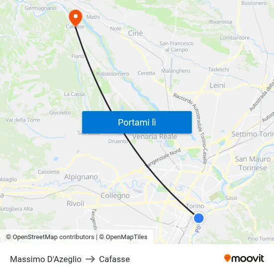 Massimo D'Azeglio to Cafasse map