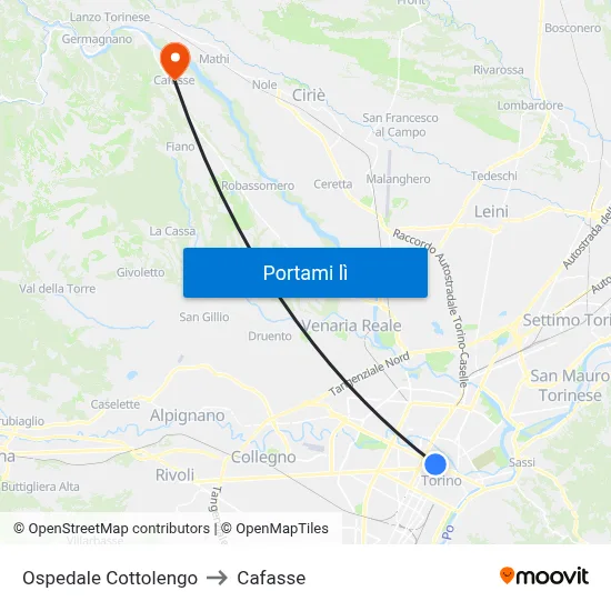 Ospedale Cottolengo to Cafasse map