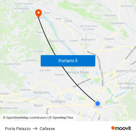 Porta Palazzo to Cafasse map