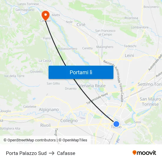 Porta Palazzo Sud to Cafasse map