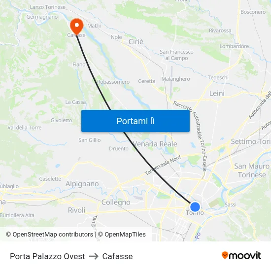 Porta Palazzo Ovest to Cafasse map