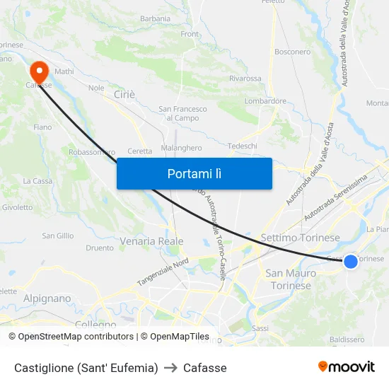 Castiglione (Sant' Eufemia) to Cafasse map