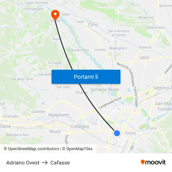Adriano Ovest to Cafasse map