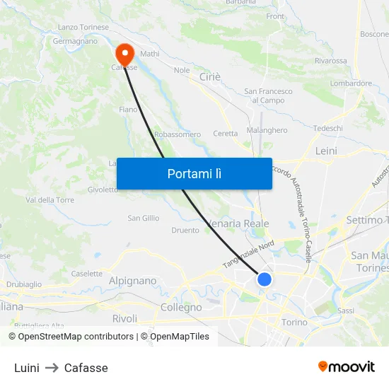 Luini to Cafasse map