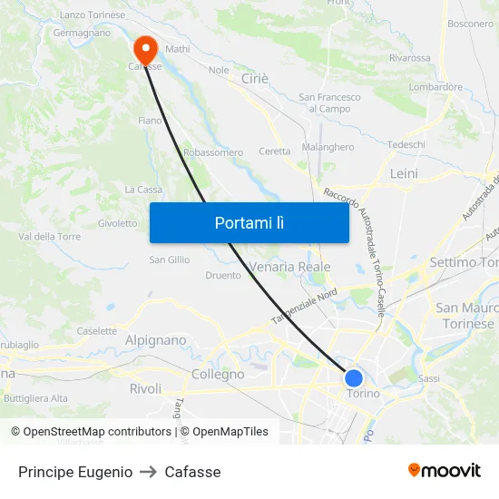 Principe Eugenio to Cafasse map