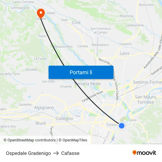 Ospedale Gradenigo to Cafasse map