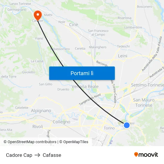 Cadore Cap to Cafasse map