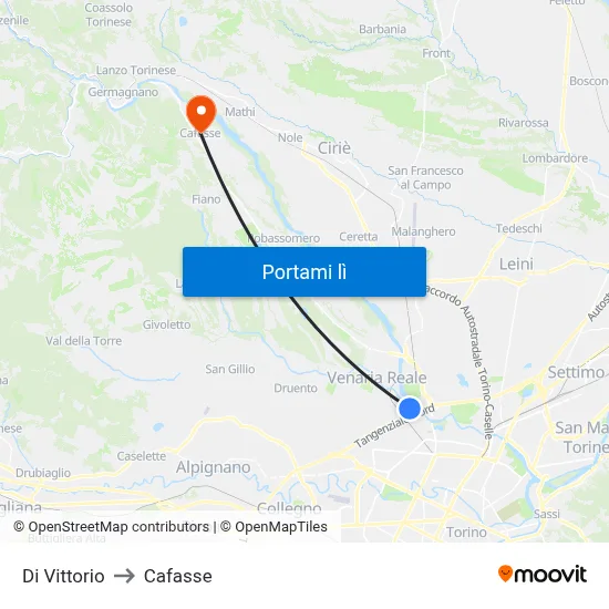 Di Vittorio to Cafasse map