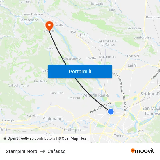 Stampini Nord to Cafasse map