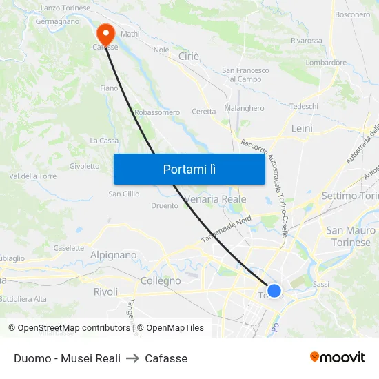 Duomo - Musei Reali to Cafasse map