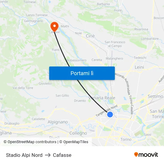Stadio Alpi Nord to Cafasse map