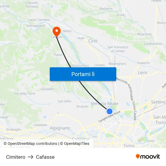 Cimitero to Cafasse map