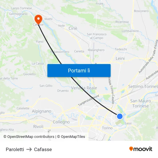 Paroletti to Cafasse map