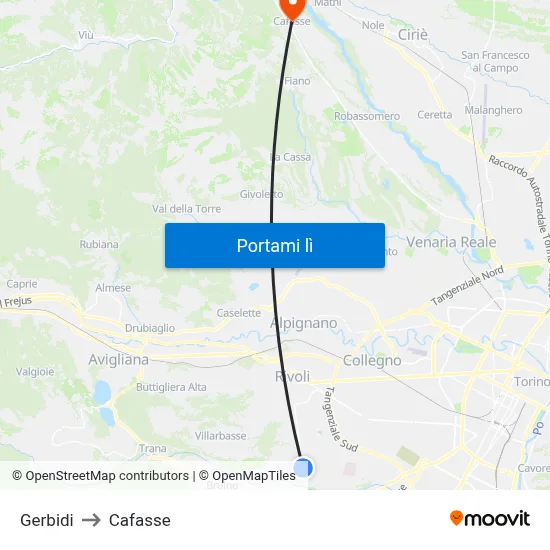 Gerbidi to Cafasse map