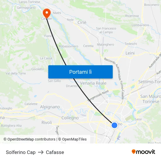 Solferino Cap to Cafasse map