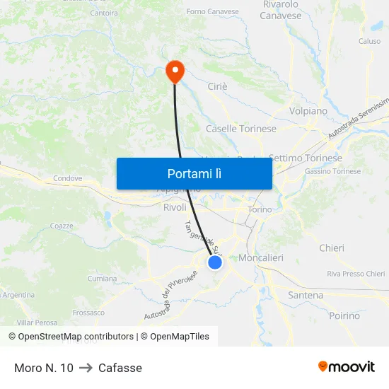 Moro N. 10 to Cafasse map