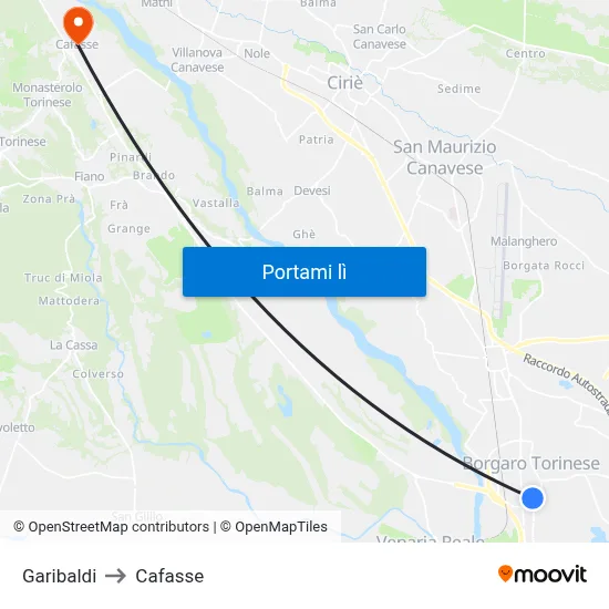 Garibaldi to Cafasse map