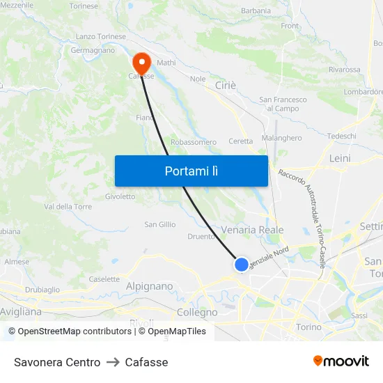Savonera Centro to Cafasse map