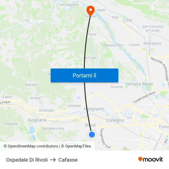 Ospedale Di Rivoli to Cafasse map
